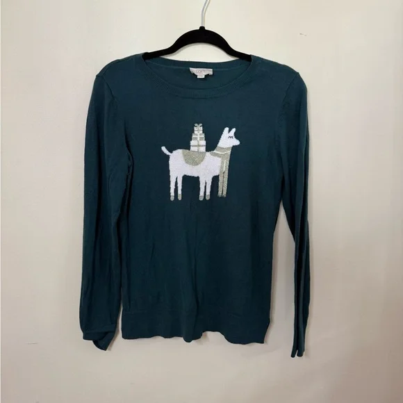 LOFT Teal Knit Sweater - Picture 1 of 2